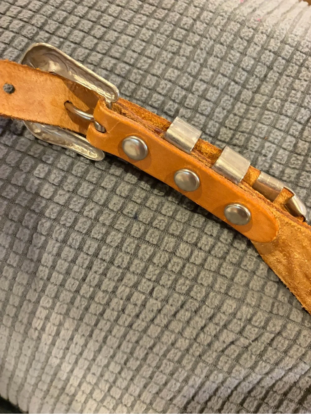 Chambers Brown/Tan Hand Tooled Leather Western Belt Silver Buckle Size 36 NWOTS!